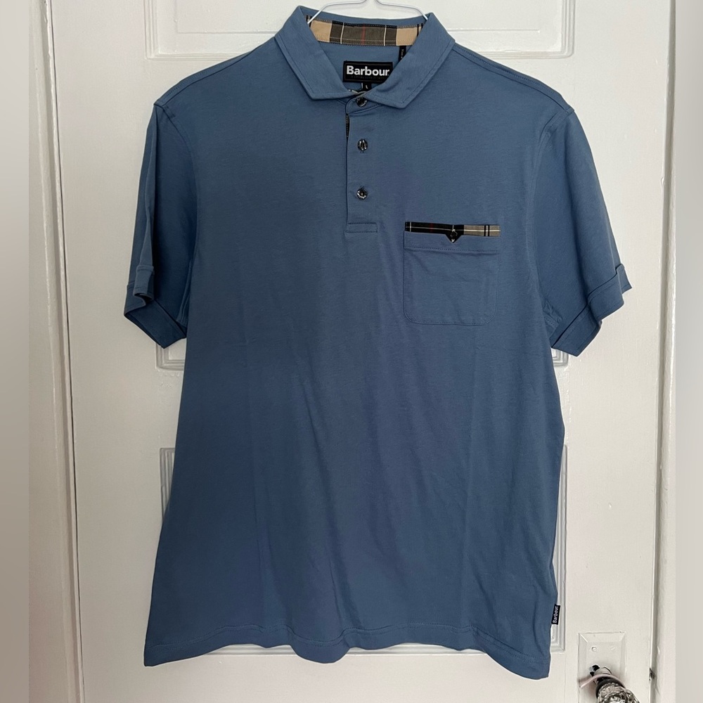 BARBOUR Mens Corpatch Polo Shirt in Force Blue LARGE NWT